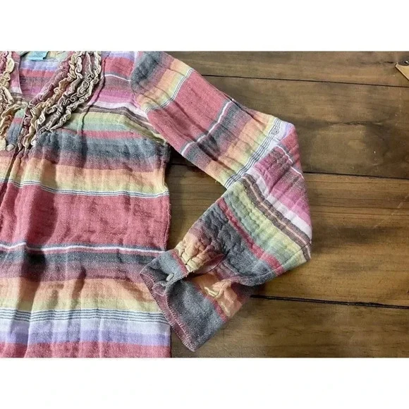 Tasha Polizzi Southwestern Ruffled Pearl Snap Western Shirt Size Small - Picture 5 of 9